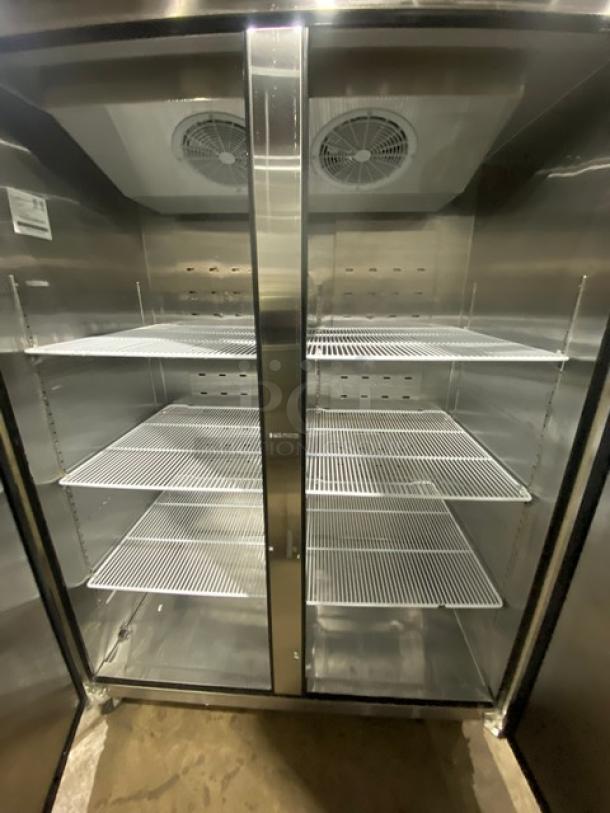 2020 Atosa MBF8002GR 2 Door Reach-In Freezer, stainless steel, Energy Star, poly-coated racks, on casters, 115V 1 Phase.