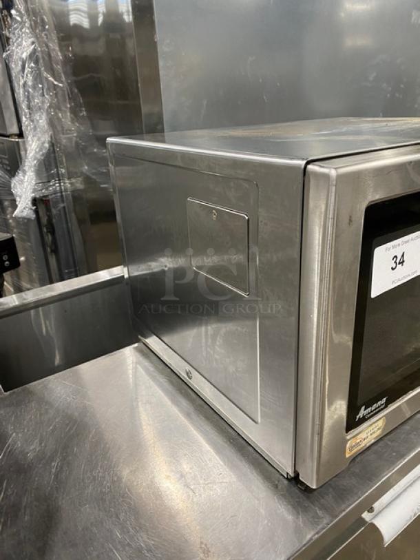Amana Commercial Stainless Steel Microwave Oven, Model RFS12SW2A. Digital control, 120V 1 Phase. Good condition.