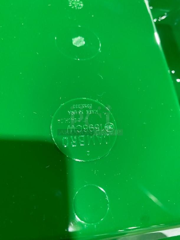 NEW Cambro 1596CW119 Camwear Tray, Sherwood Green, 9"x15", 6 compartments. Embossed Cambro branding visible.