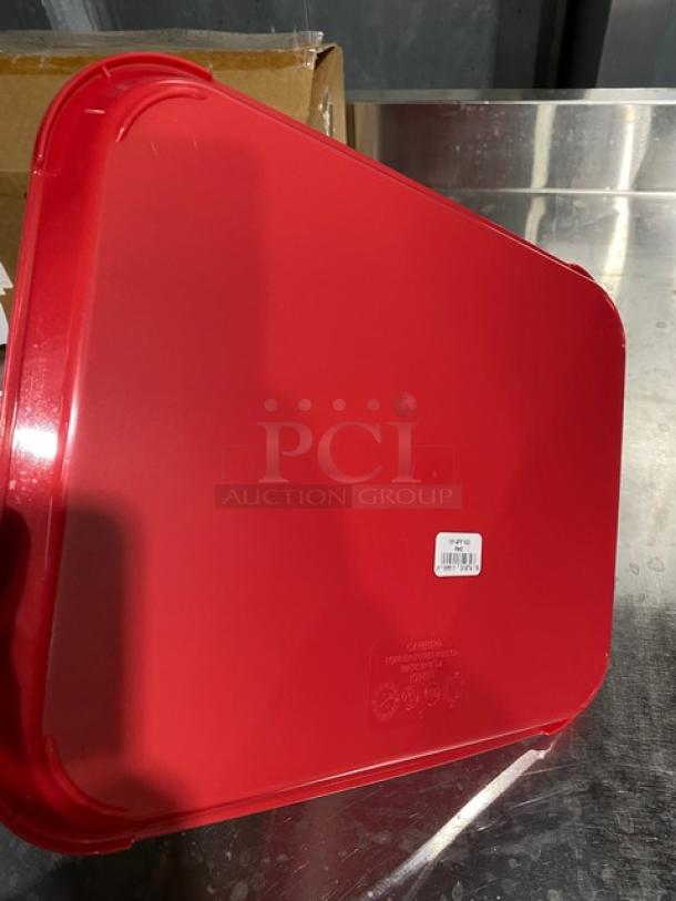 NEW Cambro 10"x14" rose red serving tray, Model 1014FF163. Durable plastic, commercial use, label on back.