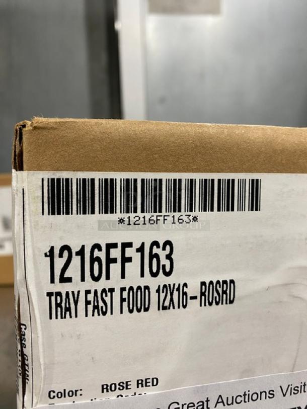 Cambro rose red 12"x16" serving tray. Model 1216FF163. New condition, commercial quality for fast food use.