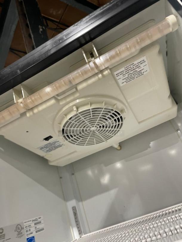 Imbera Elite G319 commercial refrigerator, black, single glass swing door, Energy Star certified, poly-coated wired rack.