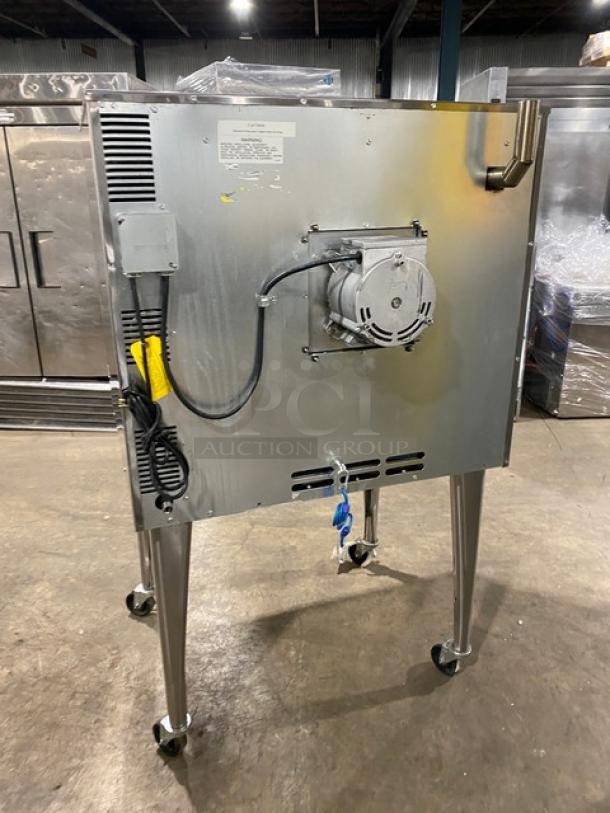 Imperial PCVG-1 stainless steel convection oven, natural gas, single-stack, with wired rack, on casters, SN: 08159322.