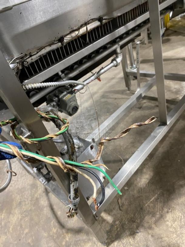 Groen NHFPE4 commercial stainless steel 40-gallon tilt skillet, natural gas, single spout faucet, on legs, visible wiring.