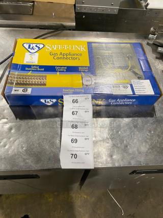 BRAND NEW T&S Brass Safe-T-Link 48" gas appliance connector hose, Model HG-6D-48, free-spin reverse quick-disconnect.