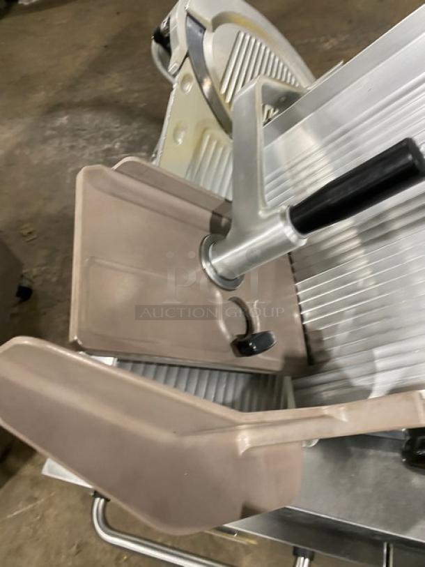 Bizerba SE12D electric deli meat slicer on legs, heavy-duty, 120V, excellent condition, countertop model.