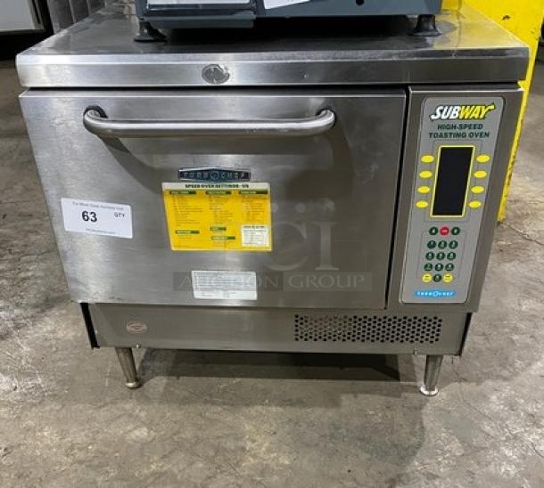 TurboChef NGC Subway style rapid cook oven, stainless steel, digital controls, on legs, 208/230-240V, good condition.