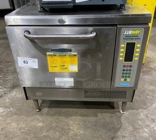 TurboChef NGC Subway style rapid cook oven, stainless steel, digital controls, on legs, 208/230-240V, good condition.