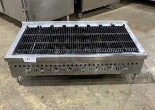 Vulcan VCCB47-1 countertop char broiler with cast iron grates, stainless steel, natural gas, on legs, excellent condition.