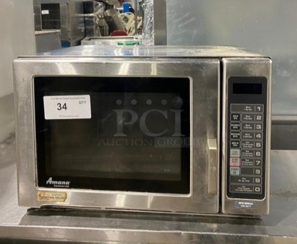 Amana RFS12SW2A stainless steel commercial microwave with digital controls, model RFS12SW2A, in good condition, 120V.