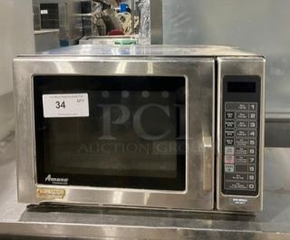 Amana RFS12SW2A stainless steel commercial microwave with digital controls, model RFS12SW2A, in good condition, 120V.
