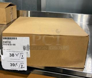 Cardboard box containing Cambro Commercial 10"x14" Rose Red Serving Tray, Model 1014FF163, new condition with tags.