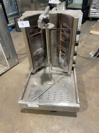 Visvardis Commercial Stainless Steel Liquid Propane/Natural Gas Powered Turbo Gyro Machine! With 6 Double Burners! Model: DG12V SN: 0377! On Legs! - Item #1226478