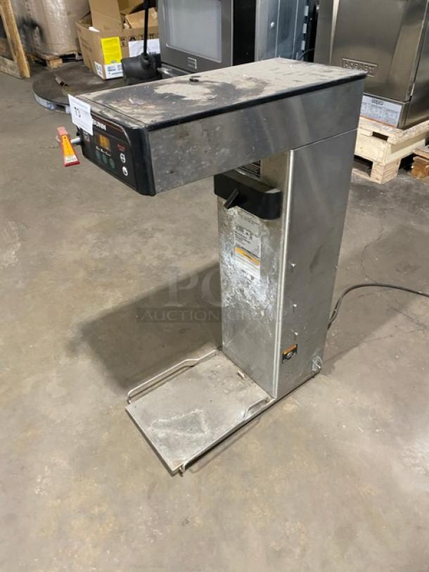 Bunn ITCB-DV stainless steel commercial tea/coffee brewer with digital controls and hot water dispenser. Used condition.
