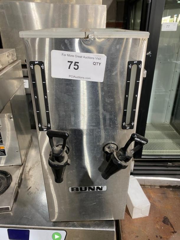 Bunn Bunn-O-Matic TD4T commercial iced tea dispenser, stainless steel, dual 1-1/2 gal. reservoirs, model number TD4T.