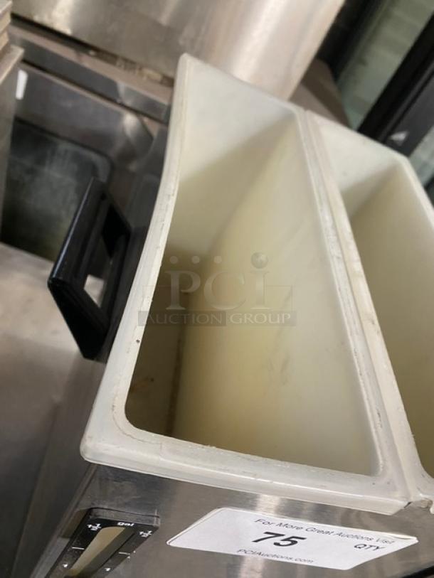 Stainless steel Bunn Bunn-O-Matic iced tea dispenser, Model TD4T, dual 1-1/2 gal. reservoirs, serial TD40164652.