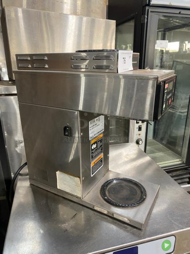 Bunn AXIOM-35-2 commercial coffee brewer, stainless steel, with digital controls, upper and lower warming plates, used condition.