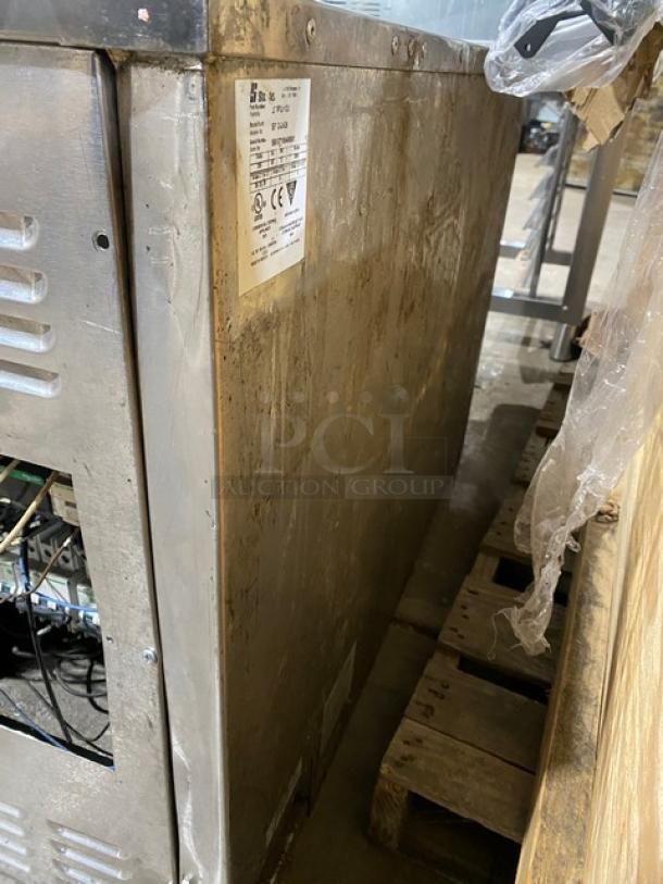 Bakers Pride SuperDeck EP-2-2828 commercial double deck pizza oven, stainless steel, 208V 3 Phase, shows exterior wear.