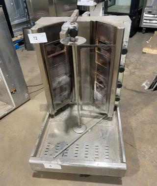 Visvardis Commercial Stainless Steel Liquid Propane/Natural Gas Powered Turbo Gyro Machine! With 6 Double Burners! Model: DG12V SN: 0377! On Legs! - Item #1226478