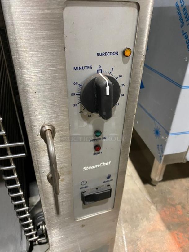 NEW Cleveland SteamChef 22CET6 convection steamer, stainless steel, energy-efficient, scratch-n-dent, built-in pan rack.