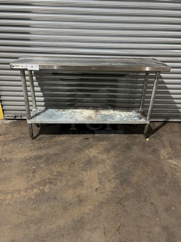 Regency stainless steel worktop table, 18"x60", model 600T1860G, single undershelf, on legs, used condition.