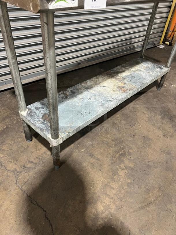 Regency 600T1860G commercial stainless steel worktop table, 18"x60", single undershelf, on legs, worn condition.