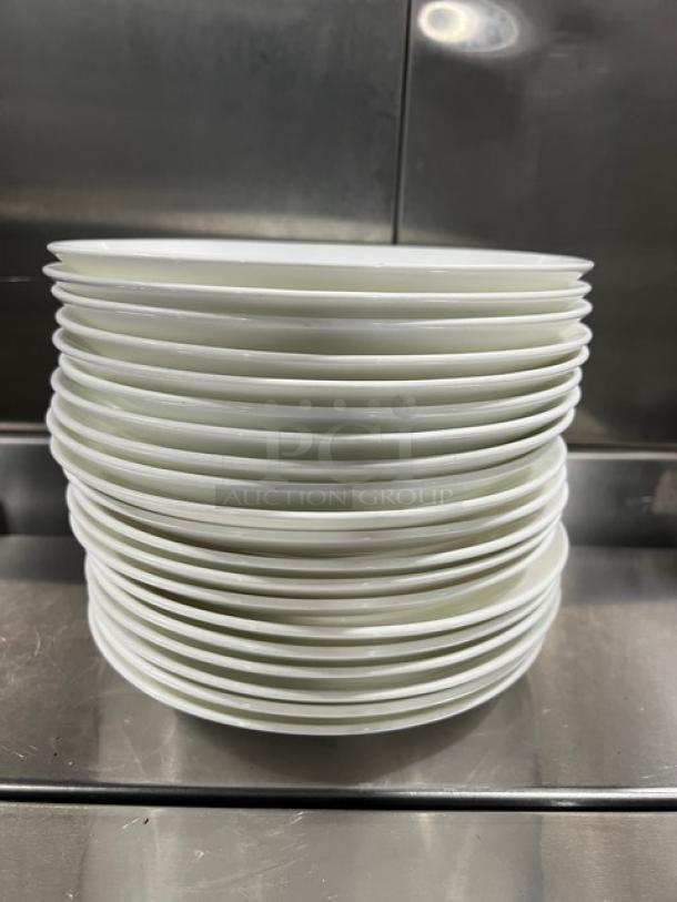 NEW Fortessa commercial white round plates, set of 12, in mint condition, ideal for restaurants or events.