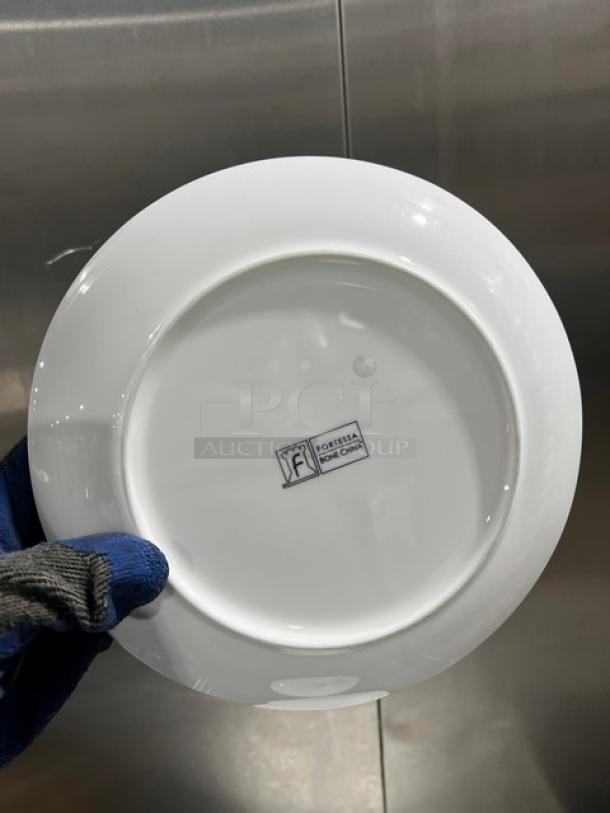 Fortessa Commercial white round plate, porcelain, excellent condition, Fortessa mark on bottom.