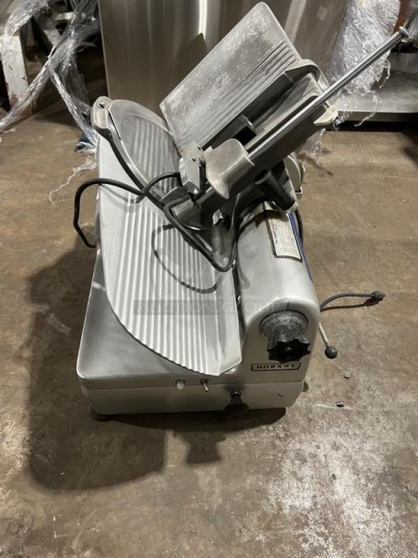 Hobart Model 1712 commercial deli meat slicer, electric-powered, heavy-duty countertop, SN: 1929005, 115V, 1 phase, used condition.