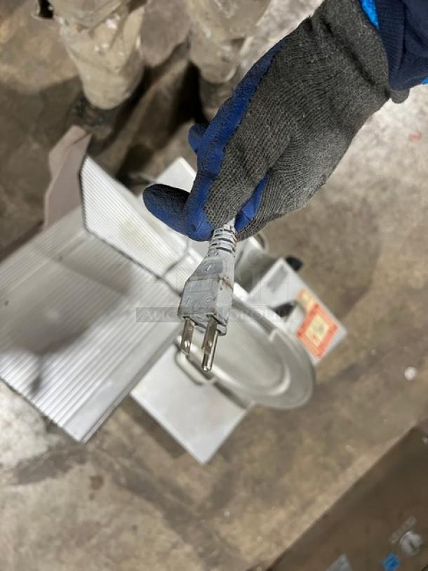 Bizerba commercial electric deli meat slicer, stainless steel, countertop model, 120V, 1 phase, SN: 10401317.