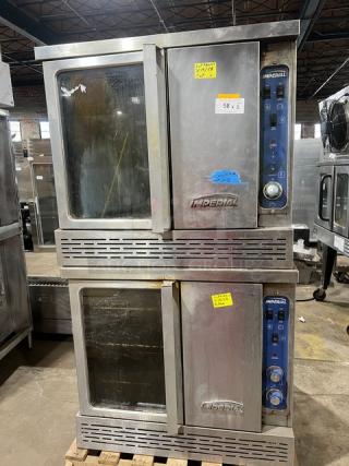 Imperial Commercial Stainless Steel Natural Gas Powered Double-Stacked Convection Oven! With Wired Oven Rack! On Casters! 2X Your Bid Makes One Unit! - Item #1227826