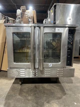 Mainstreet Equipment Commercial Stainless Steel Natural Gas Powered Single Stack Convection Oven! With Wired Oven Rack! Model: FGC100 SN: 1120CG1N021! On Casters! - Item #1227828