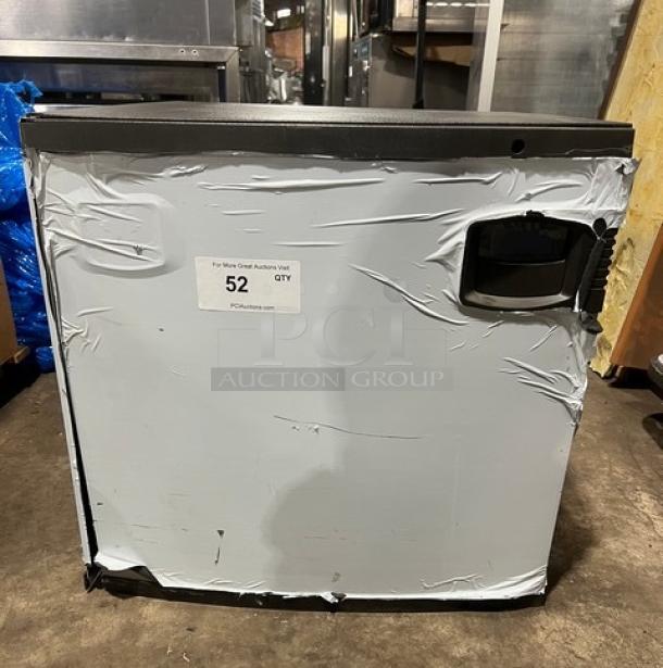 Commercial stainless steel electric ice making machine head, slightly worn. Label shows "52 QTY."