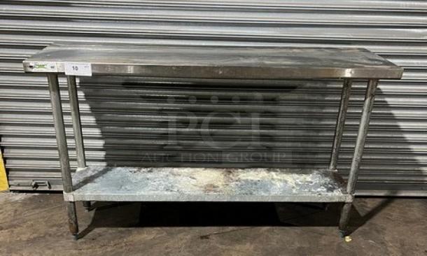 Regency stainless steel worktop table, 18"x60", model 600T1860G, single undershelf, on legs, used condition.