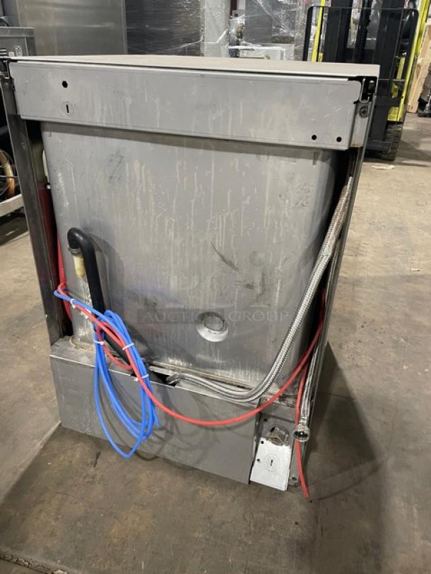 Hobart LXEH commercial undercounter dishwasher, stainless steel, high-temp, includes full-size dish rack, electric, 120/208-240V.