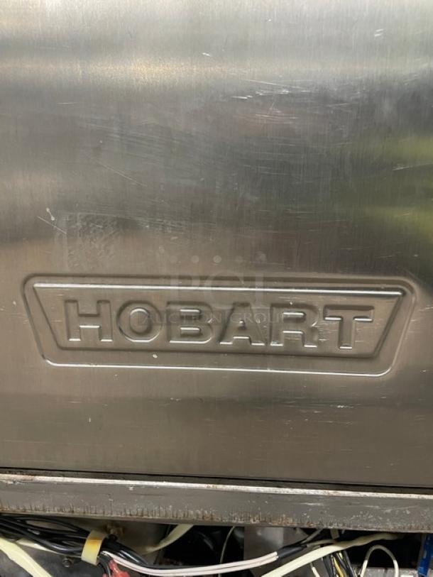 Hobart LXEH stainless steel undercounter dishwasher, commercial grade, high-temp, with full-size dish rack, model LXEH.