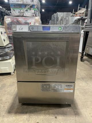 Hobart LXEH commercial stainless steel undercounter dishwasher, high-temperature, electric-powered, model 23-1149-570, used.