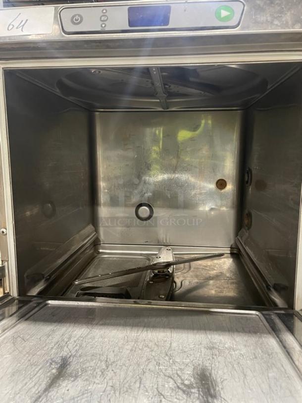 Hobart LXEH undercounter stainless steel dishwasher, new body style, high-temp, electric, 120/208-240V, 1 phase.