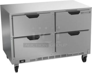 Beverage-Air WTRD48AHC stainless steel undercounter refrigerator, 4 drawers, 48", new, on casters, full warranty included.