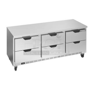 NEW Beverage-Air WTRD72AHC 6-drawer stainless steel undercounter refrigerator, 72" worktop, on casters, full warranty.