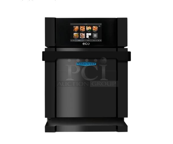 TurboChef Eco ST Series black electric countertop ventless rapid cook oven, Model ECO-9500-805, with digital display.