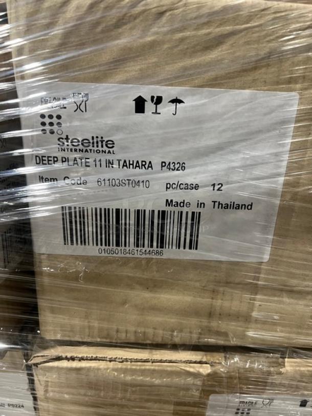 Steelite International Tahara Series 11" Deep Plates, Model 61103ST0410, 12 per case. Made in Thailand.