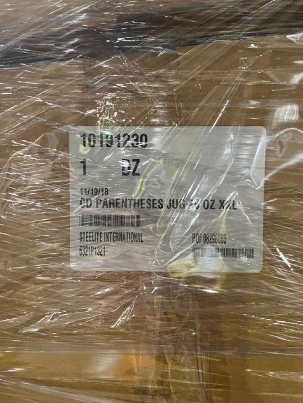 Mixed pallet of Steelite International Rona and Folio series glassware, Pasabahce Maldive goblets, wrapped in plastic.