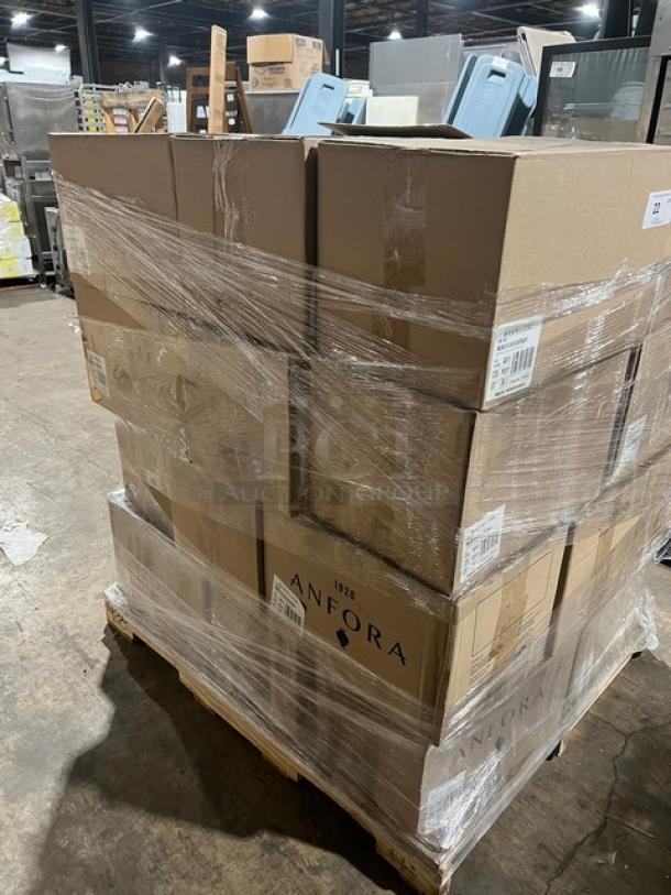 Full pallet of Steelite International Anfora Collection matte black 18.5 oz. noodle bowls, Model A911P217, 24 per case.