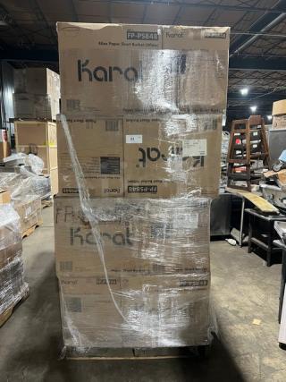 Full pallet of Karat FP-PSB48 48 oz. white paper food buckets, 270/case. Brand new, shrink-wrapped for auction.