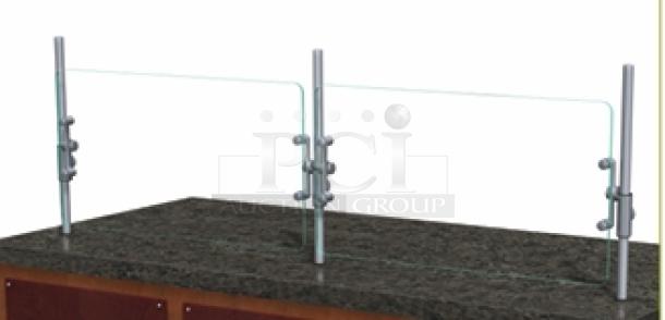 BRAND NEW BSI ZGuard Series sneeze guard, Model ZG9500-4, 27" height, tempered glass, commercial use, dual panels.