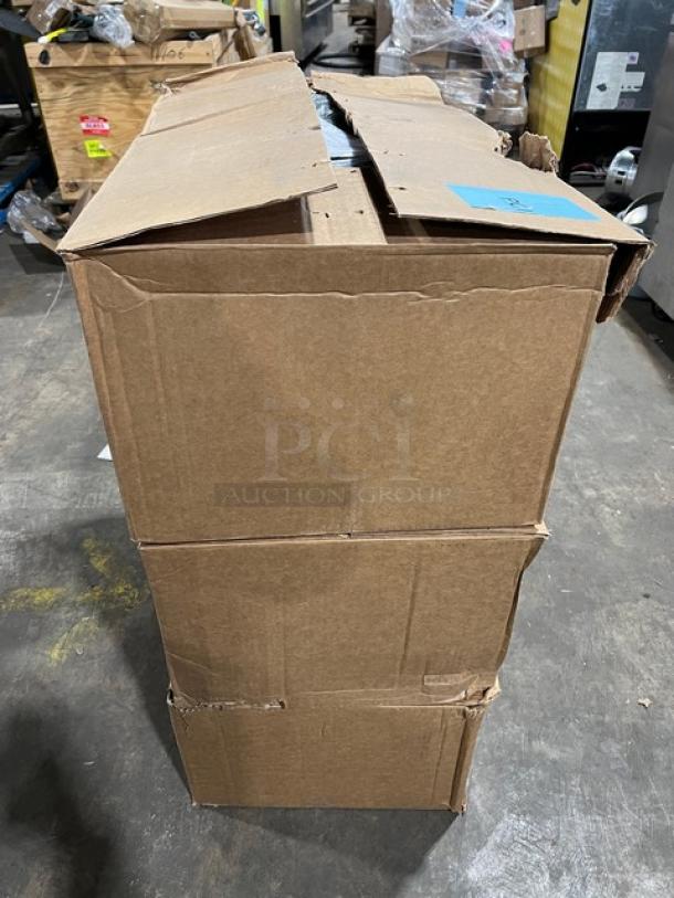 Brown cardboard box containing Wells 5P-SS276TDU electric drop-in hot food well. Box appears sealed.