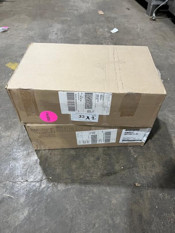 Two cardboard boxes containing a Cambro Pro Cart Ultra Series PCMHX615 electric hot module. Labels show shipping details.