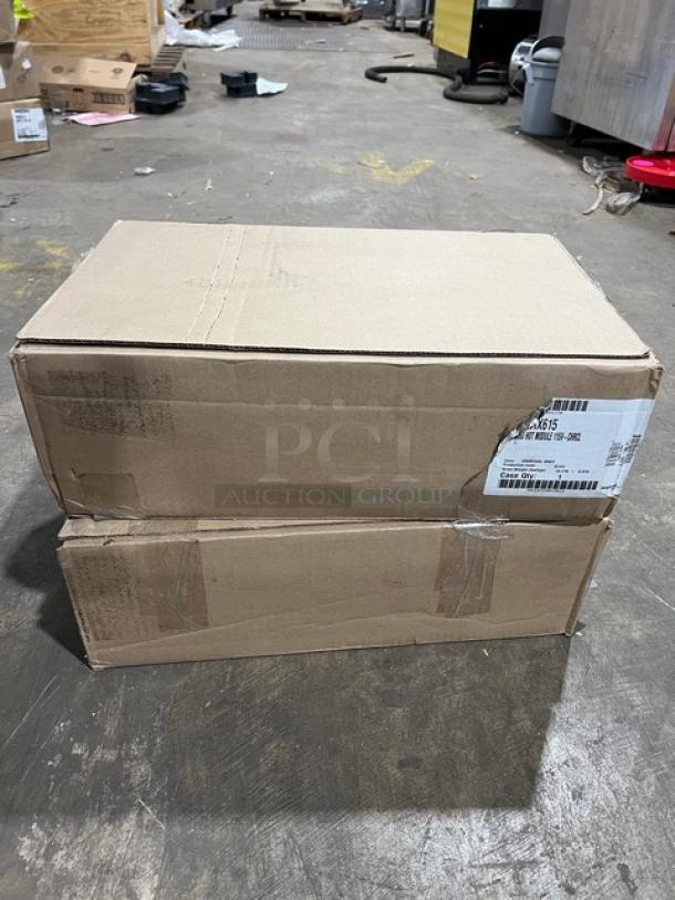 Brand new Cambro Pro Cart PCMHX615 in box. Model: PCMHX615, SN: B23-4090/B23-4077, charcoal gray, 115V, electric hot module.