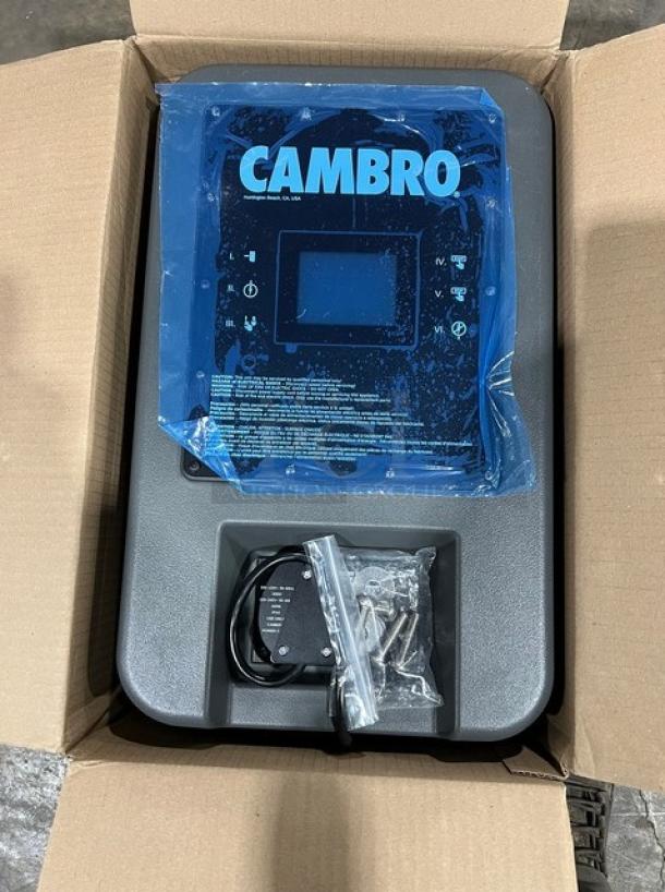 Brand new Cambro PCMHX615 Pro Cart Ultra Series electric hot module, charcoal gray, adjustable temperature, 115V, includes accessories.